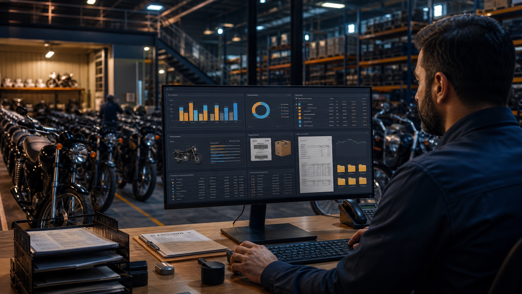 Accounting, inventory and archiving system for motorcycle manufacturing and distribution
